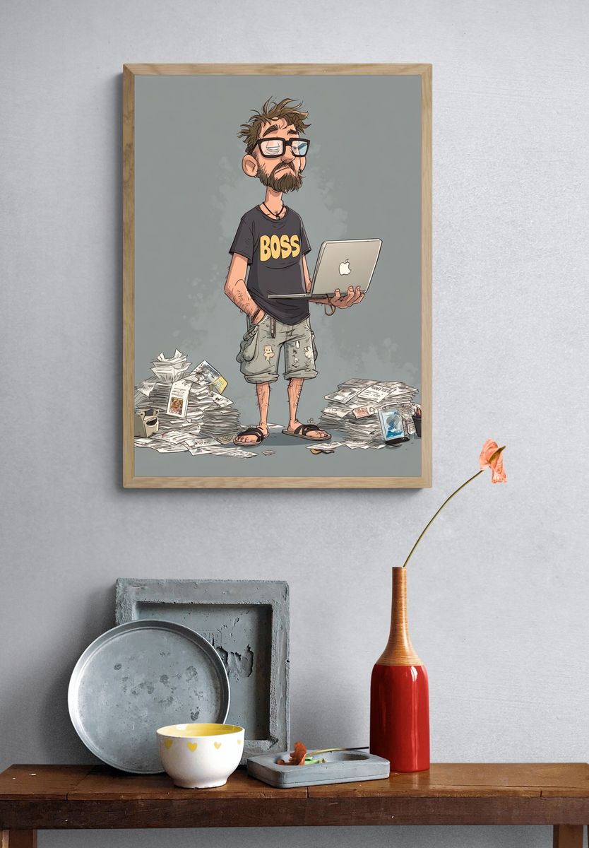 Boss Cartoon Illustration Poster. — room view 3