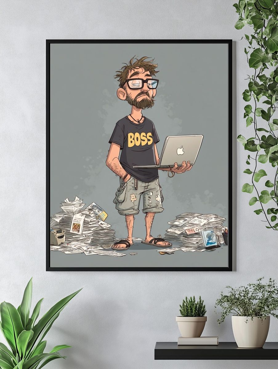 Boss Cartoon Illustration Poster. — room view 4