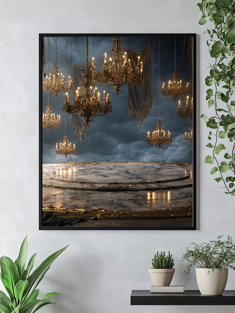 Gothic Chandelier Hallway Poster. — room view 4