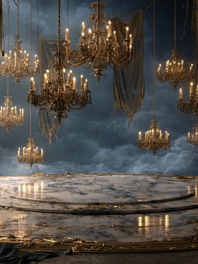 Gothic Chandelier Hallway Poster.
