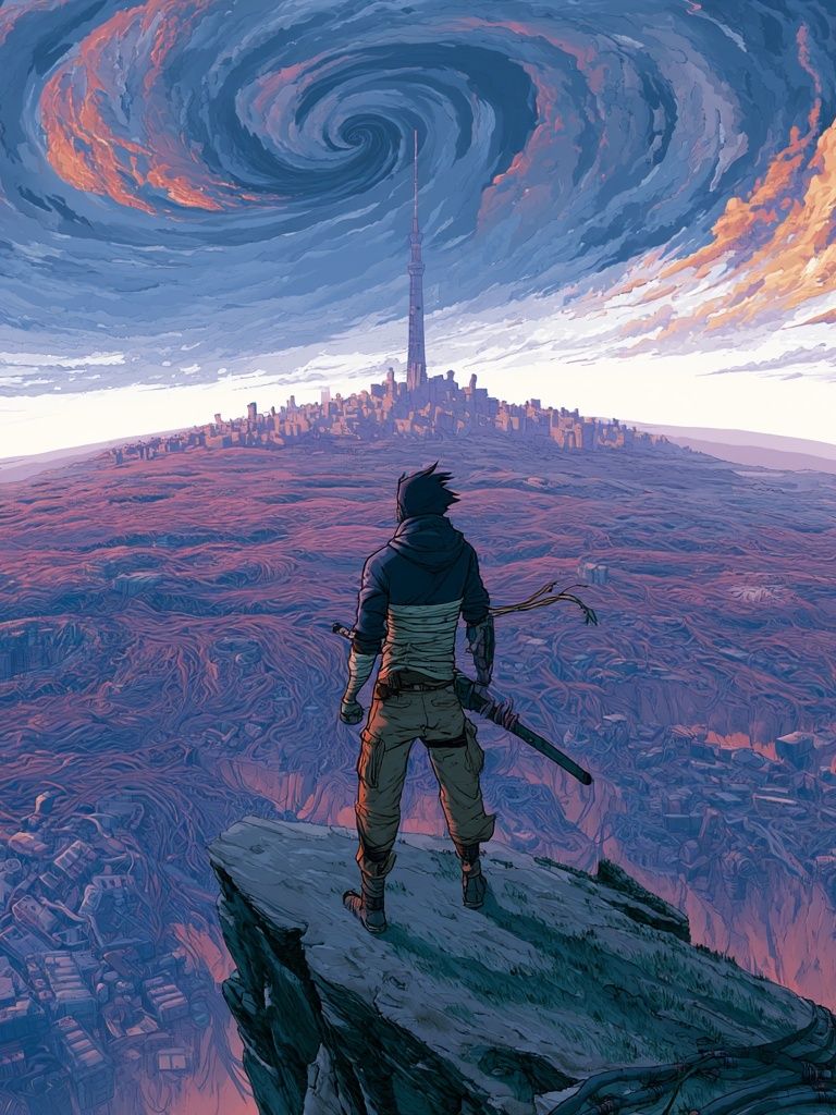 Storm Over the Tower Print. poster — illustration art