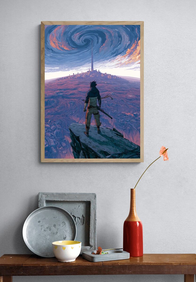 Storm Over the Tower Print. — room view 3