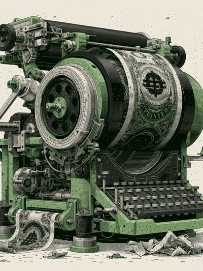 Vintage Printing Press Illustration Poster. poster print