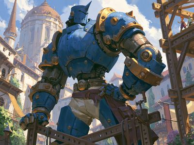 Giant Blue Knight Illustration Poster.