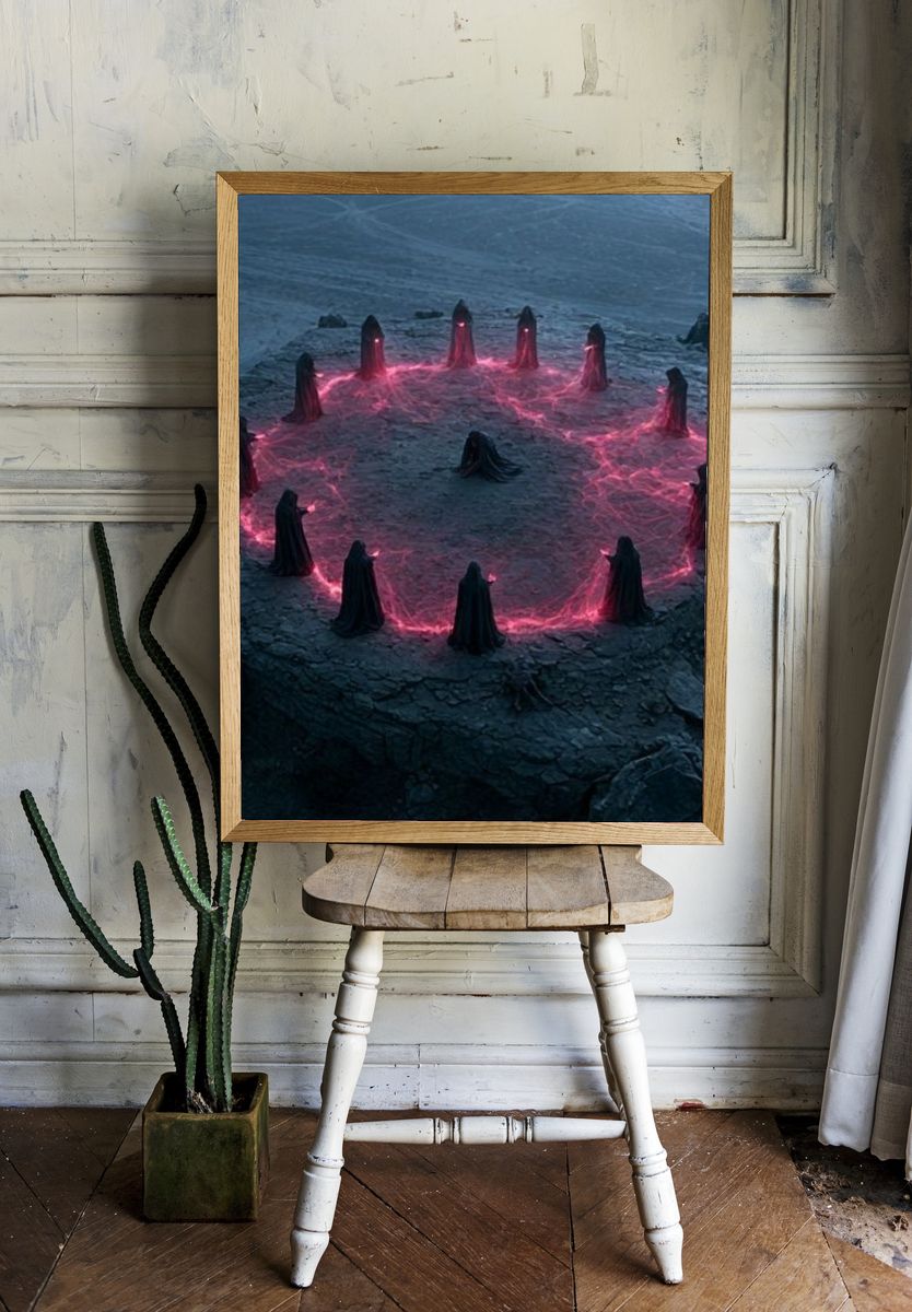 Mystic Ritual Circle Fantasy Print. room preview