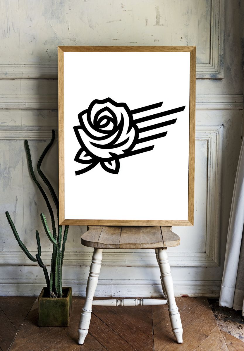 Black Rose Minimalist Print. — room view 1