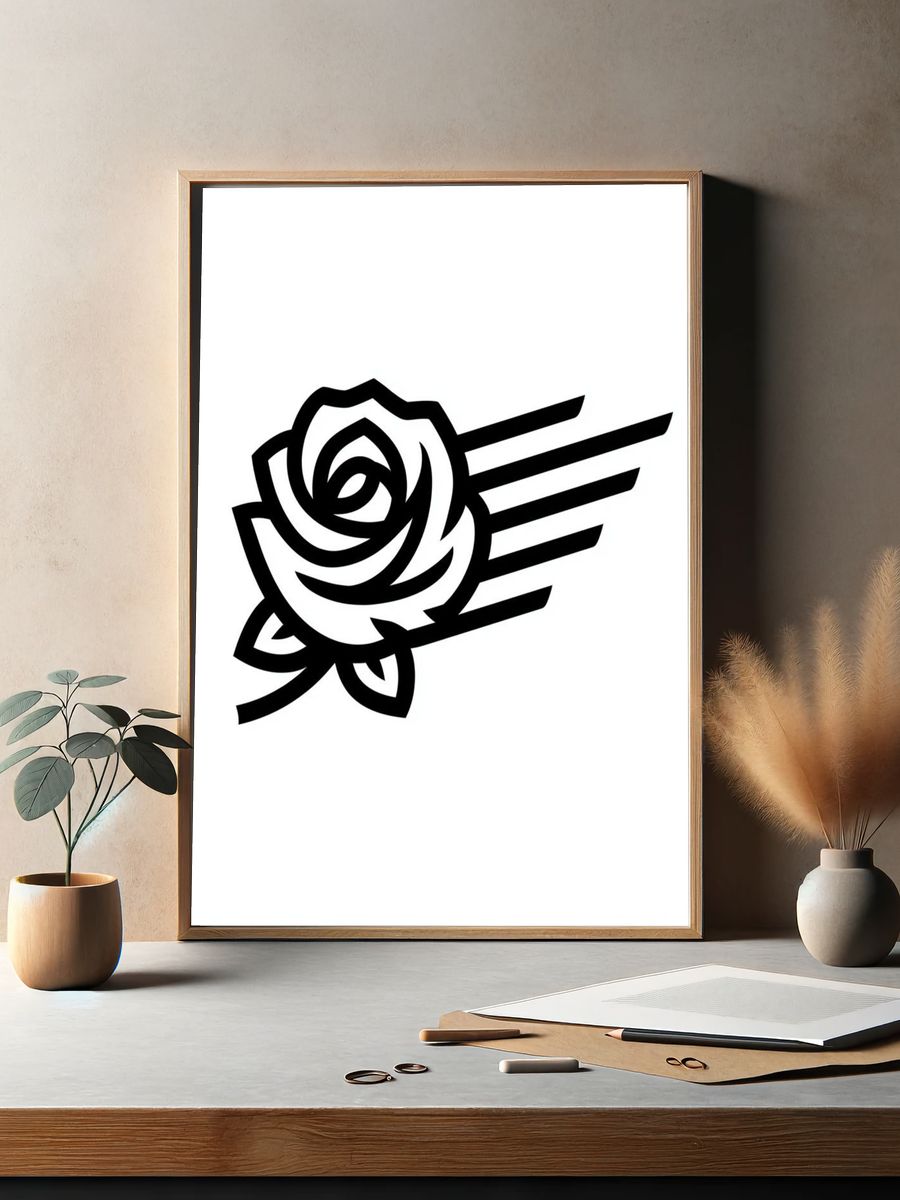 Black Rose Minimalist Print. — room view 2