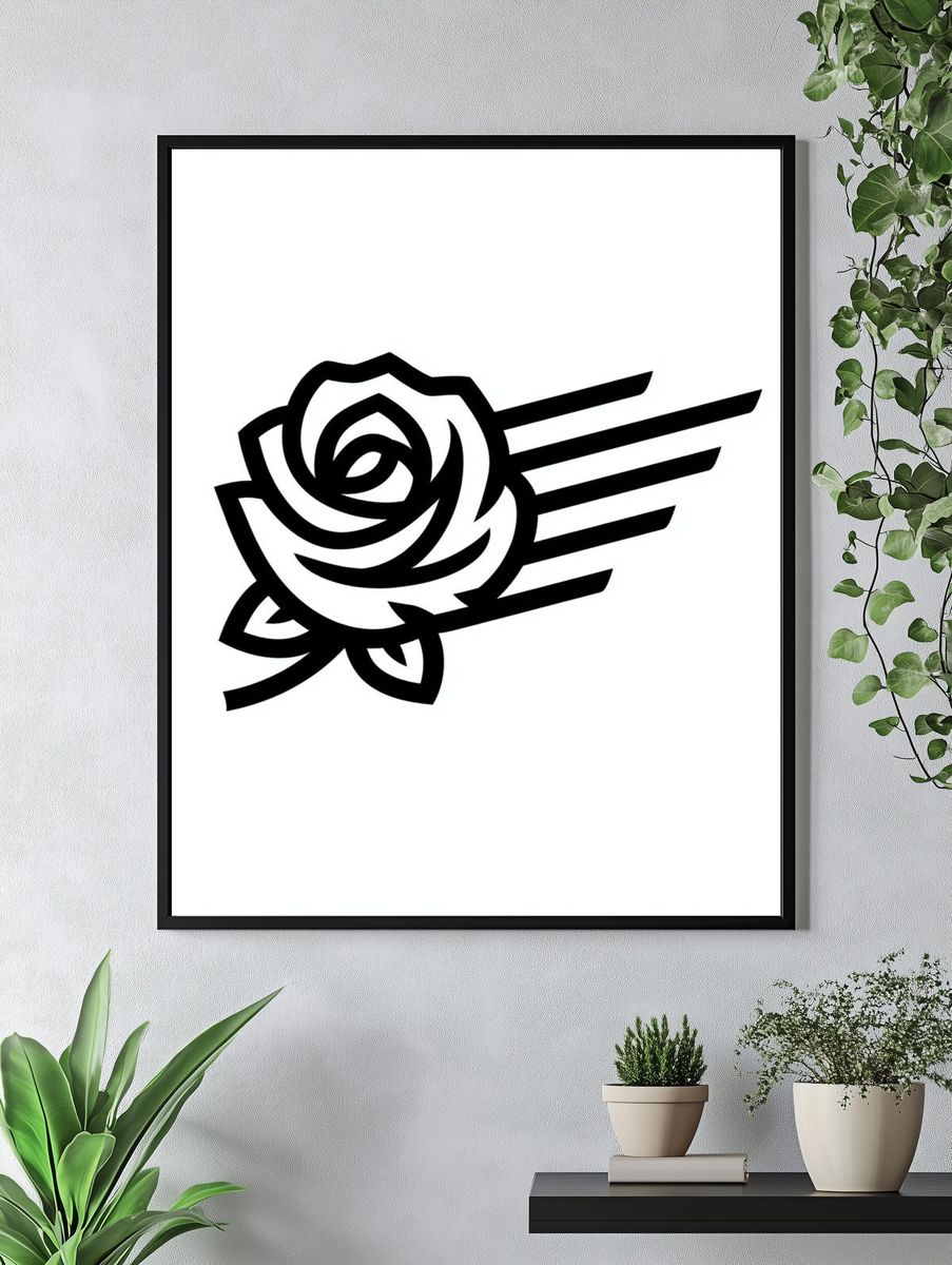 Black Rose Minimalist Print. — room view 4