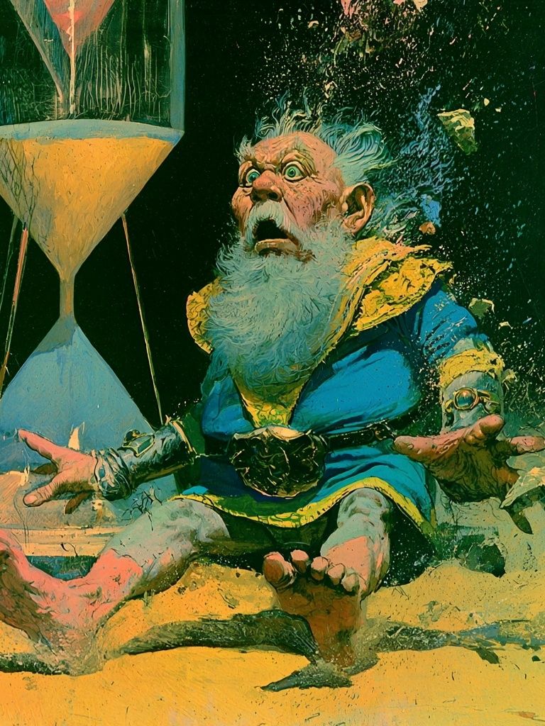Surreal Wizard Hourglass Print. poster — illustration art