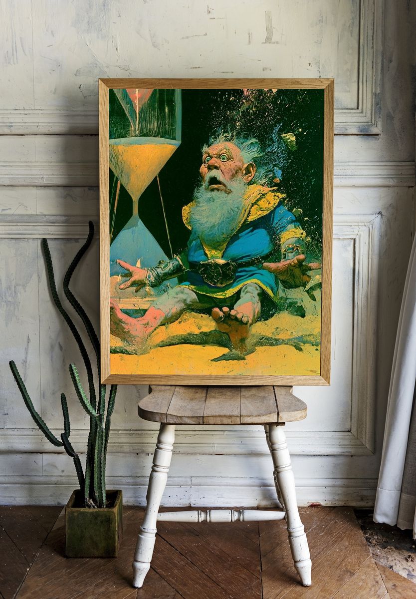 Surreal Wizard Hourglass Print. room preview