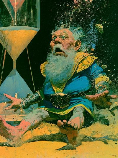 Surreal Wizard Hourglass Print. poster