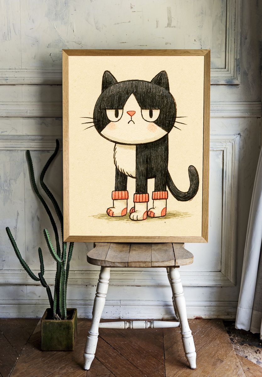 Grumpy Cat Illustration Poster. — room view 1