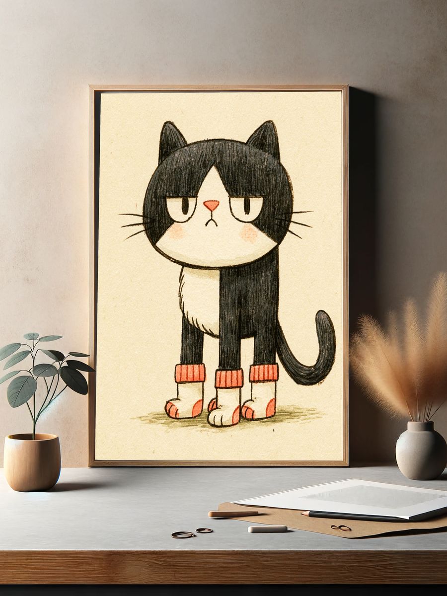 Grumpy Cat Illustration Poster. — room view 2