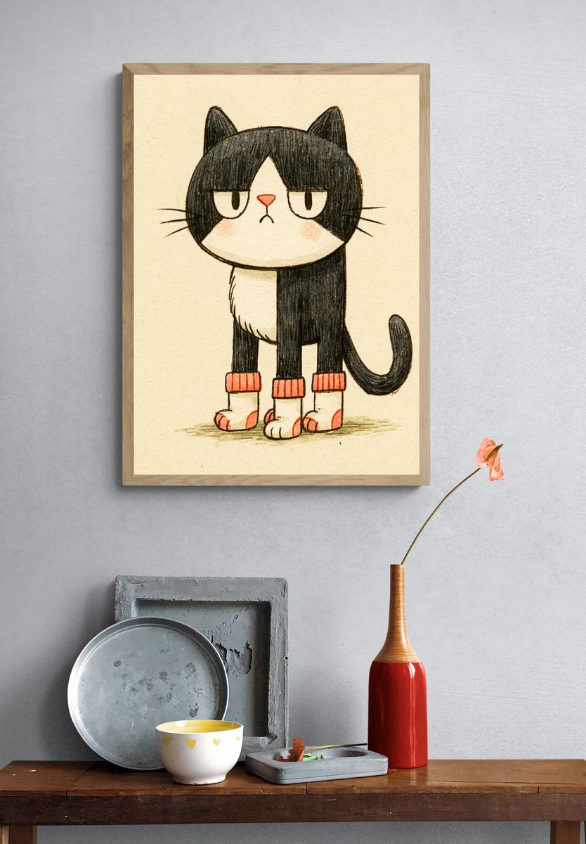Grumpy Cat Illustration Poster. — room view 3