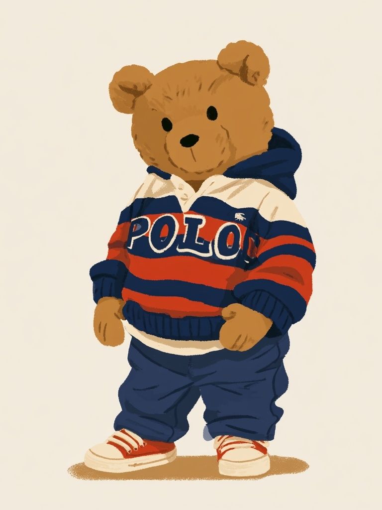 Teddy Bear Streetwear Illustration Poster. poster — illustration art