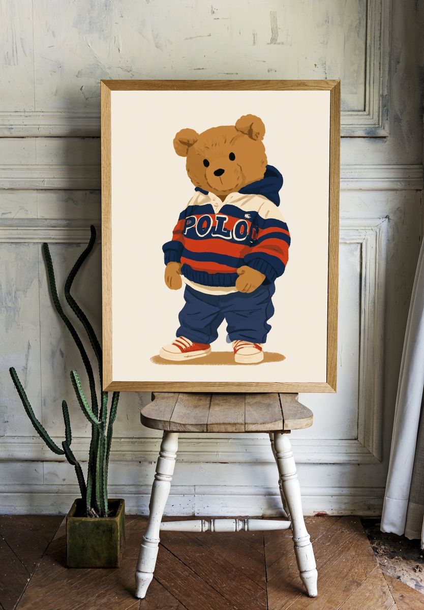 Teddy Bear Streetwear Illustration Poster. room preview