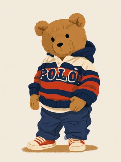 Teddy Bear Streetwear Illustration Poster.