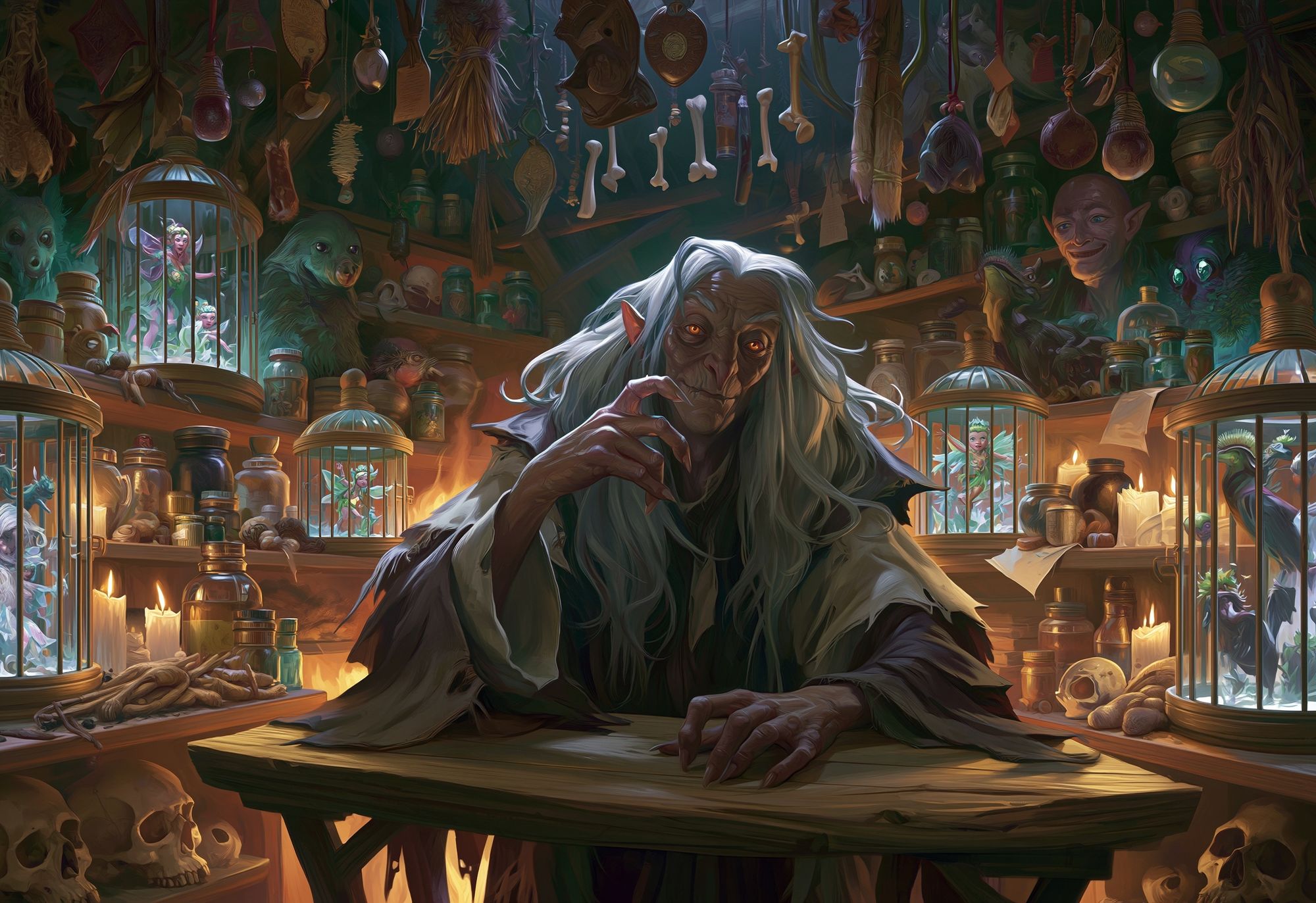 Dark Fantasy Witch Workshop Print. poster — illustration art