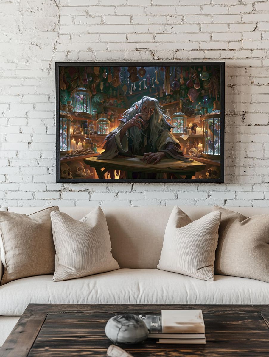 Dark Fantasy Witch Workshop Print. room preview