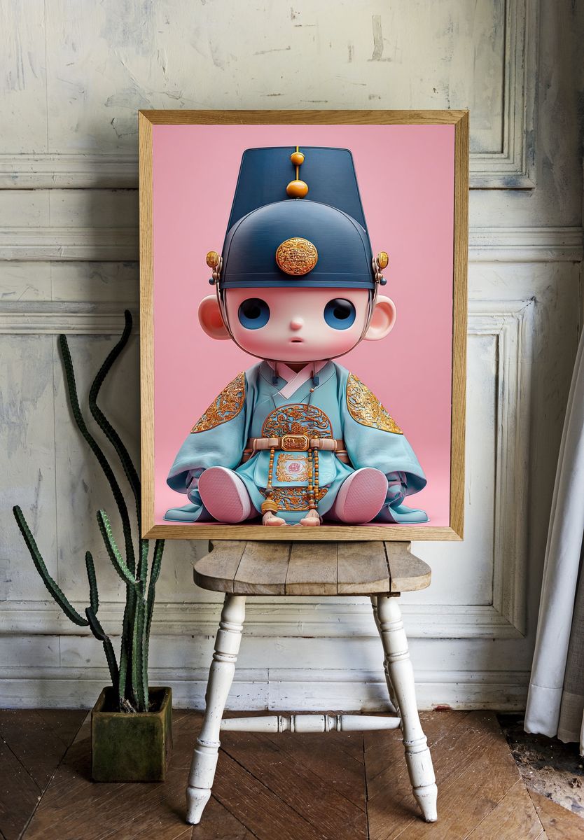 Cute Korean Doll Illustration Poster. room preview
