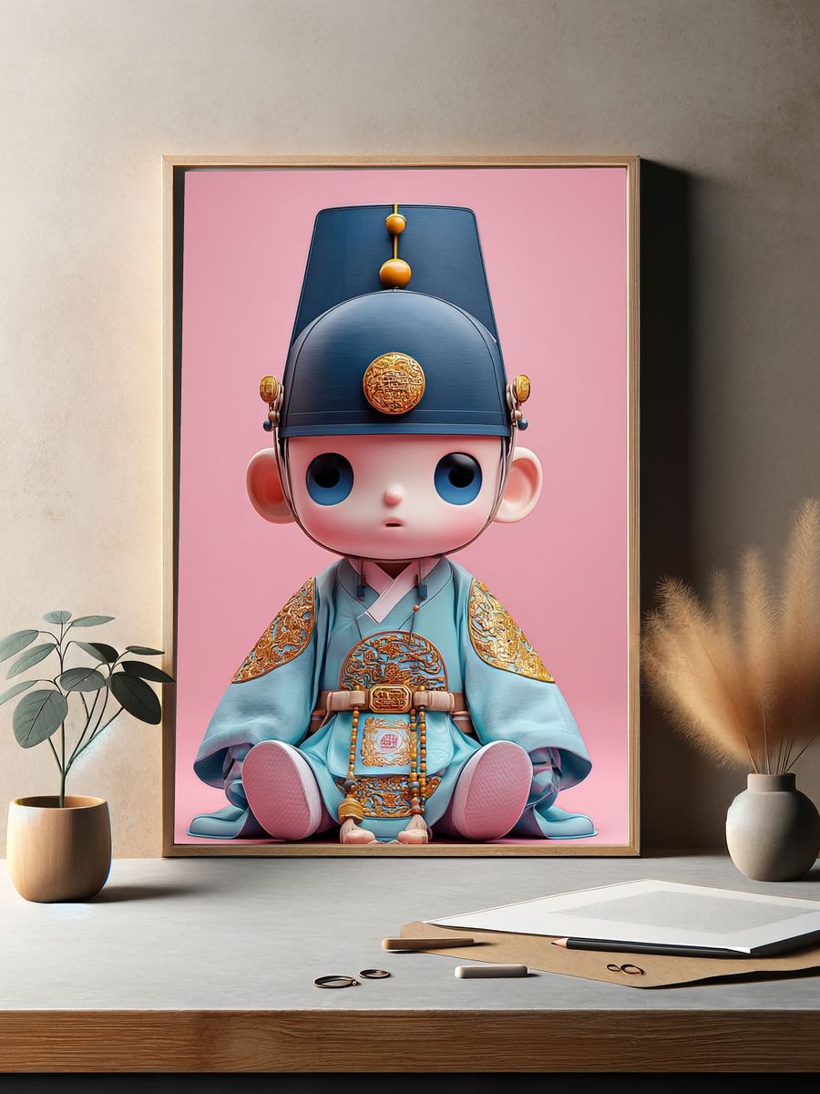 Cute Korean Doll Illustration Poster. — room view 2