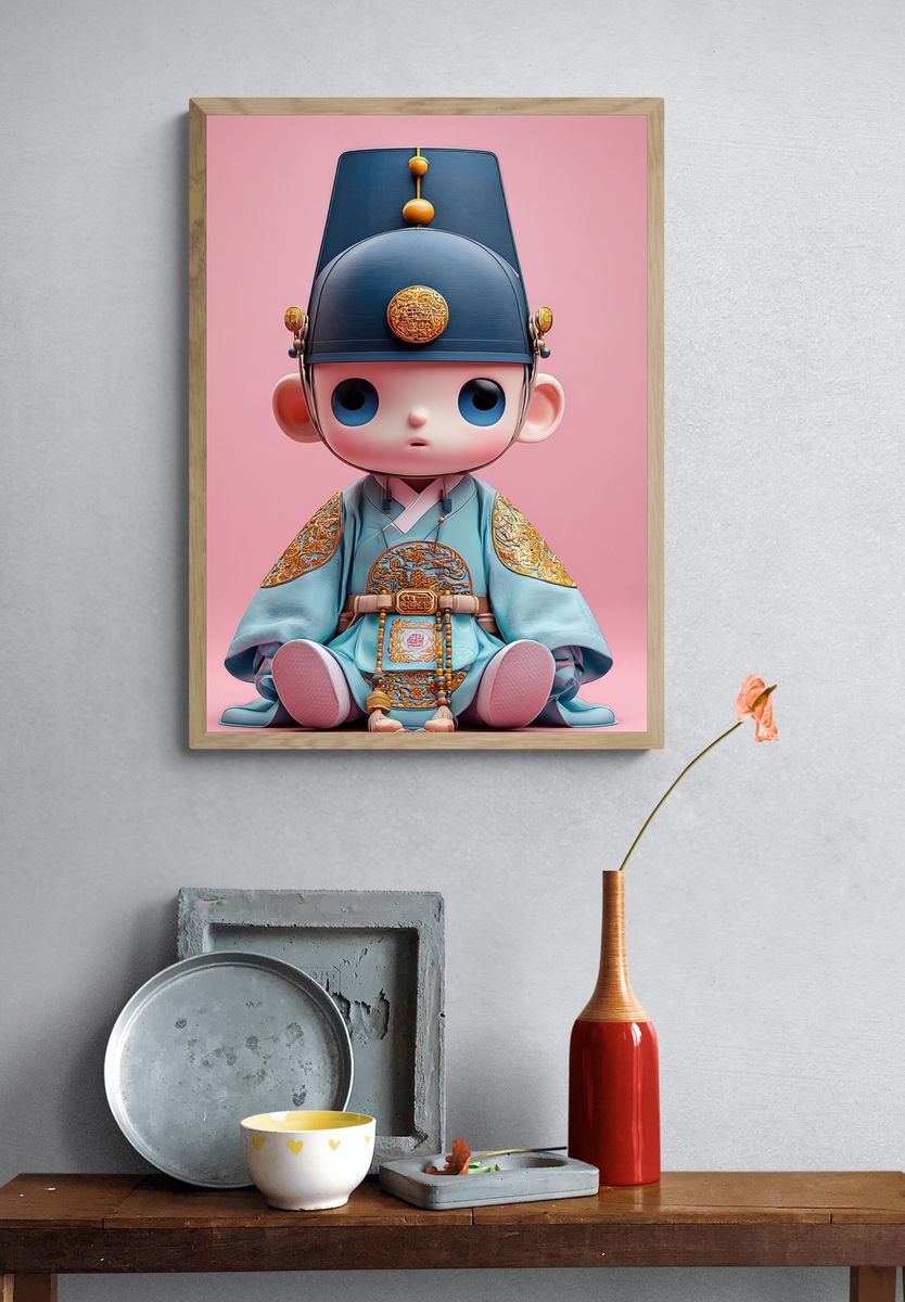 Cute Korean Doll Illustration Poster. — room view 3