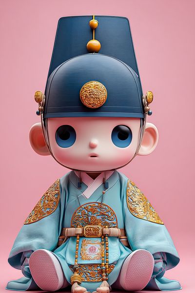 Cute Korean Doll Illustration Poster.