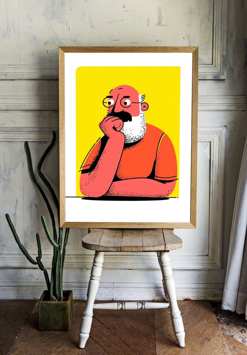 Thoughtful Man Illustration Poster. room preview