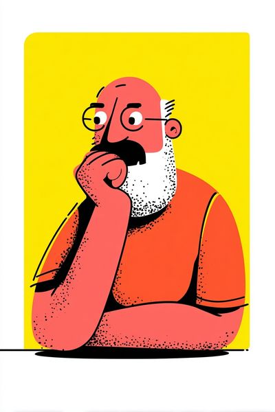 Thoughtful Man Illustration Poster.