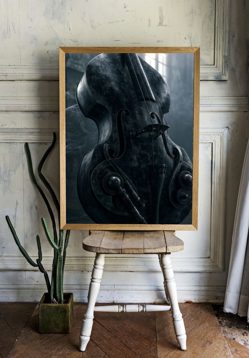 Steampunk Cello Illustration Poster. — room view 1