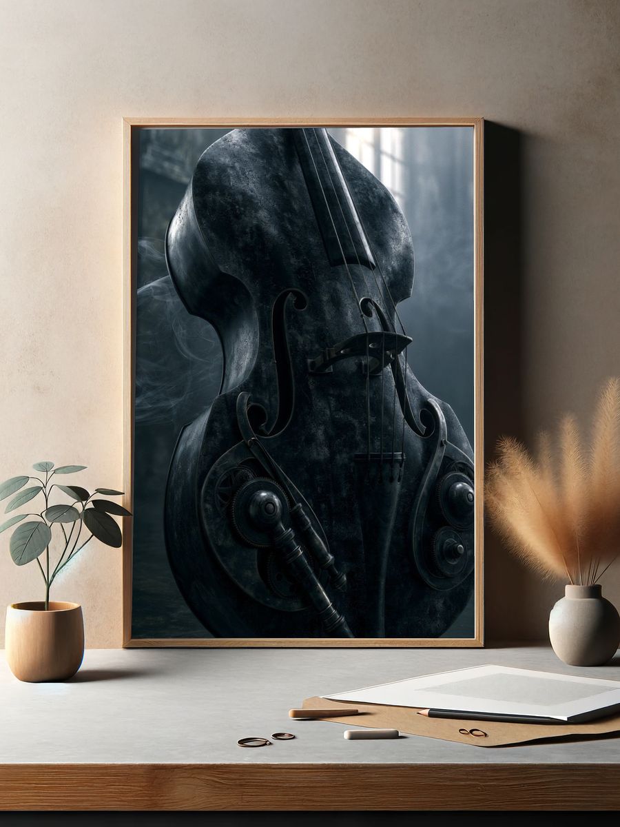 Steampunk Cello Illustration Poster. — room view 2