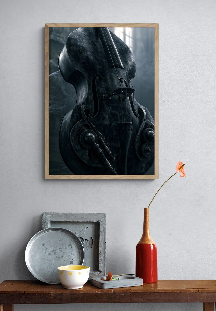 Steampunk Cello Illustration Poster. — room view 3