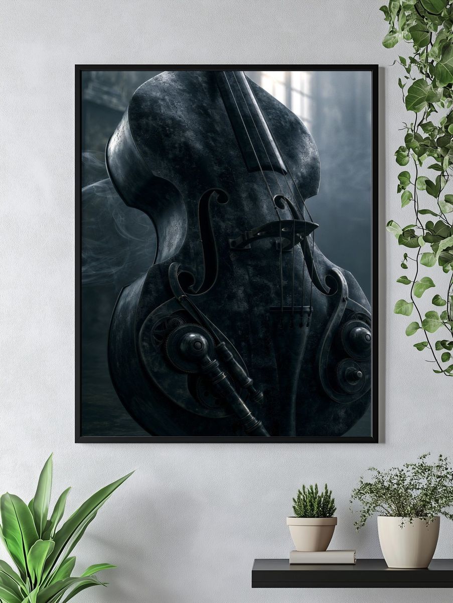 Steampunk Cello Illustration Poster. — room view 4