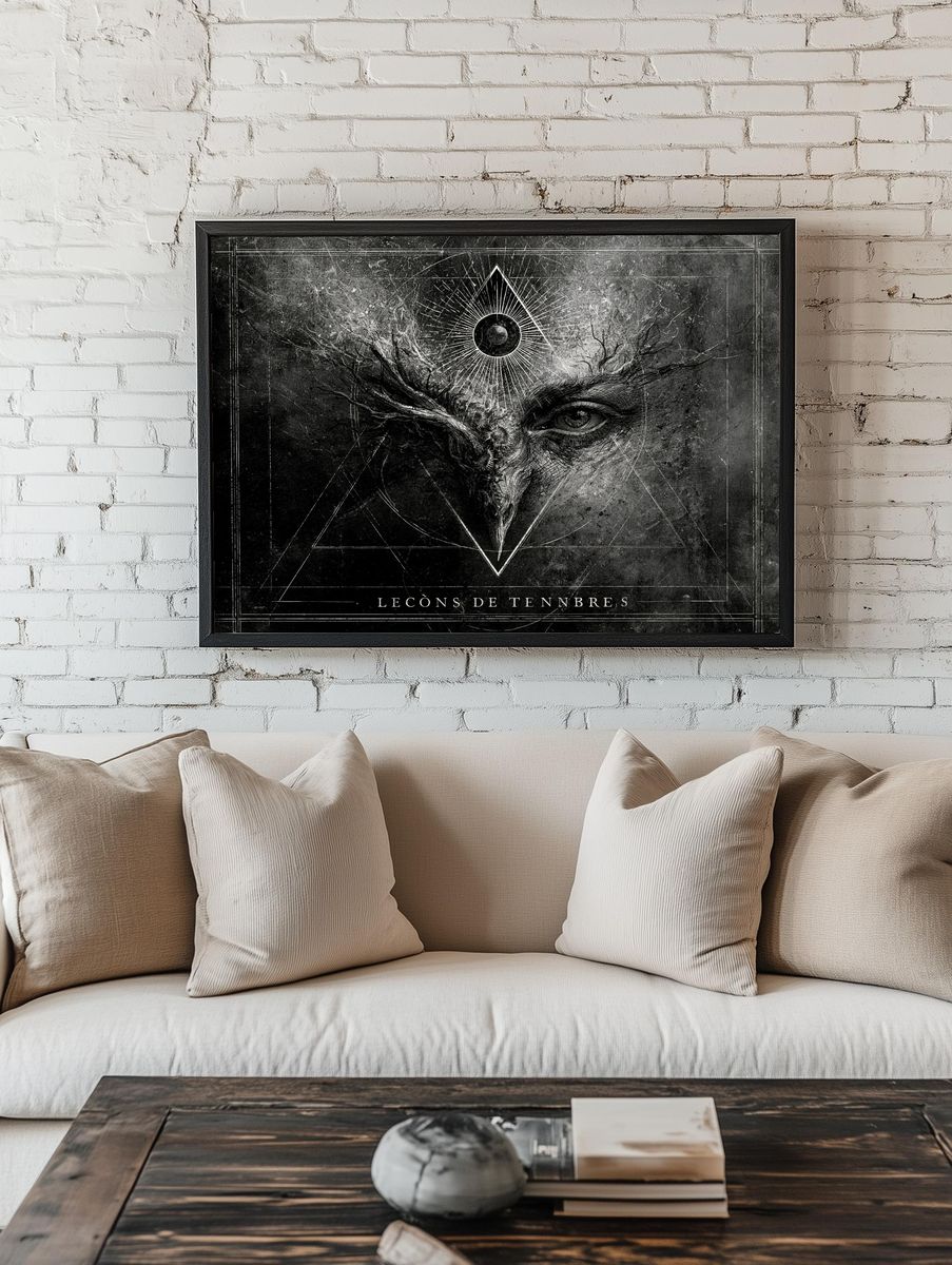 Dark Owl Occult Illustration Poster. — room view 1