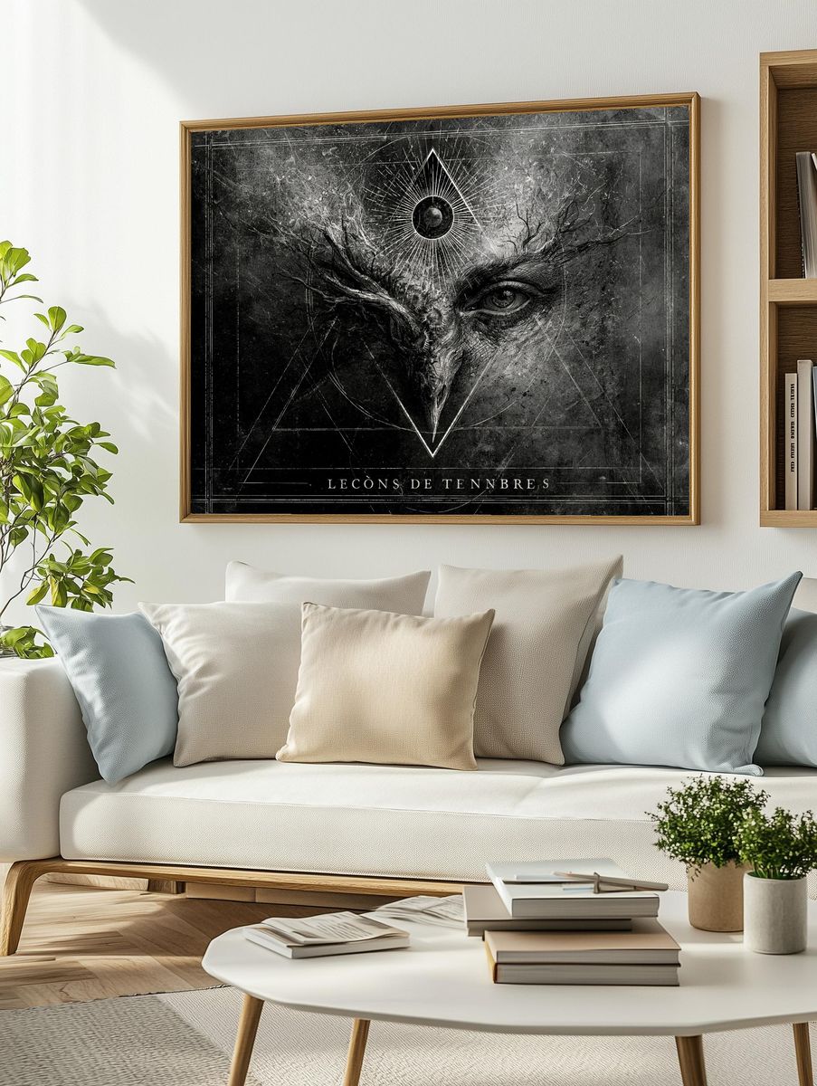 Dark Owl Occult Illustration Poster. — room view 2
