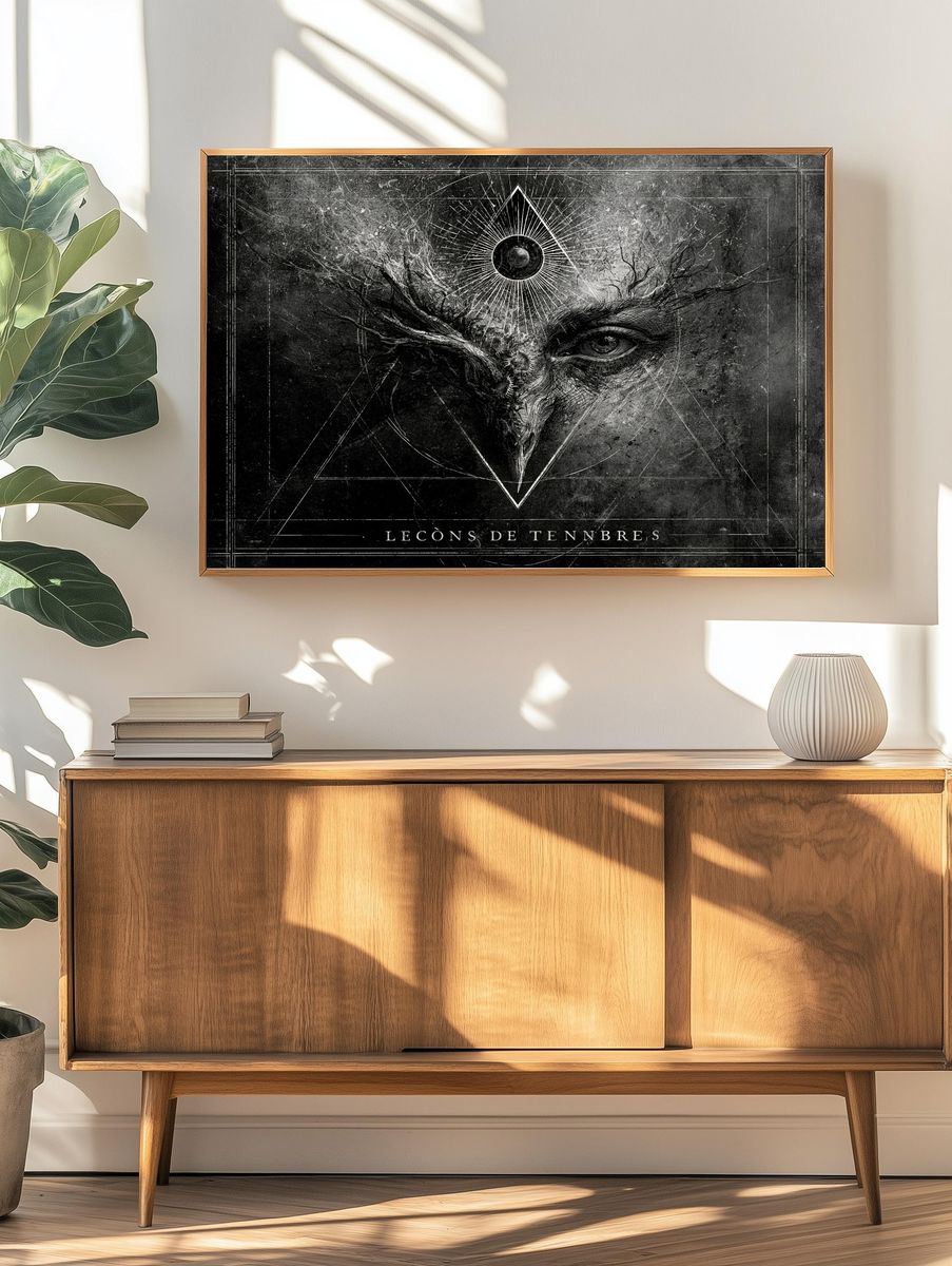 Dark Owl Occult Illustration Poster. — room view 3
