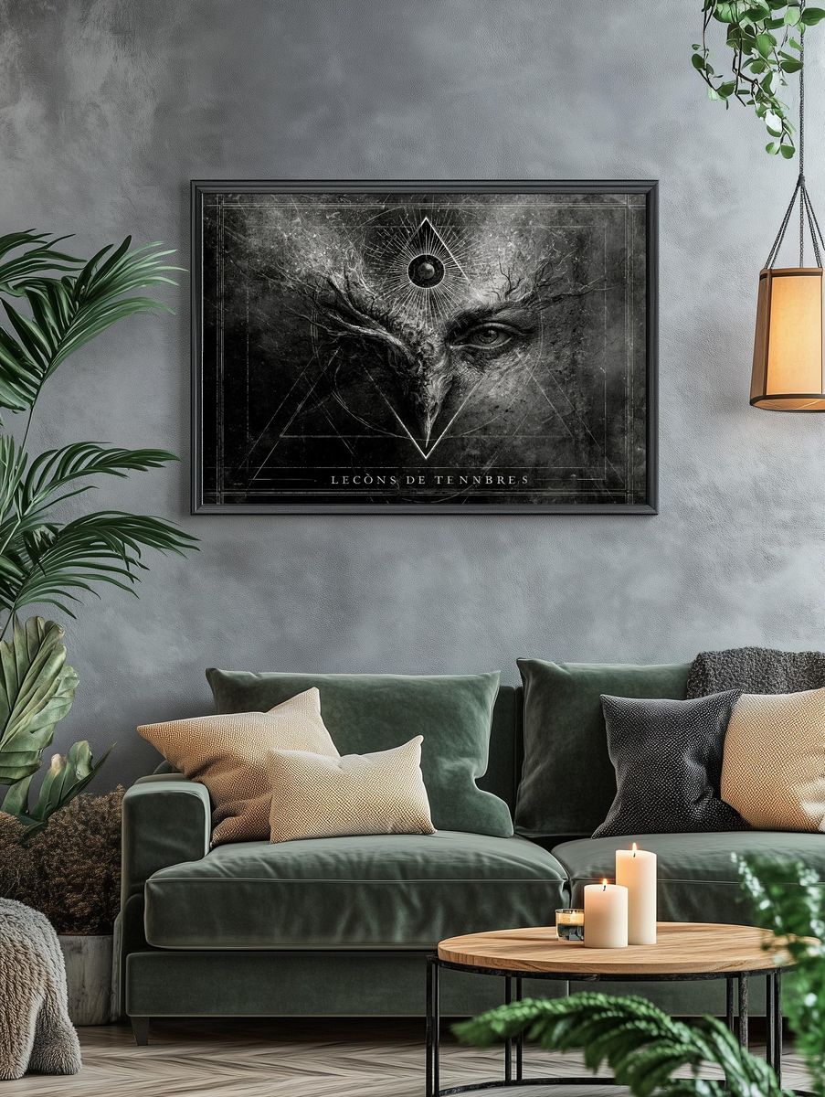 Dark Owl Occult Illustration Poster. — room view 4