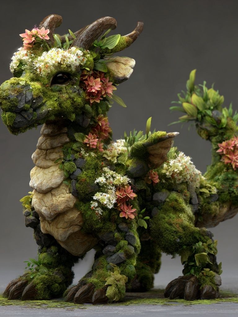 Floral Moss Dragon — Illustration Print. poster detail