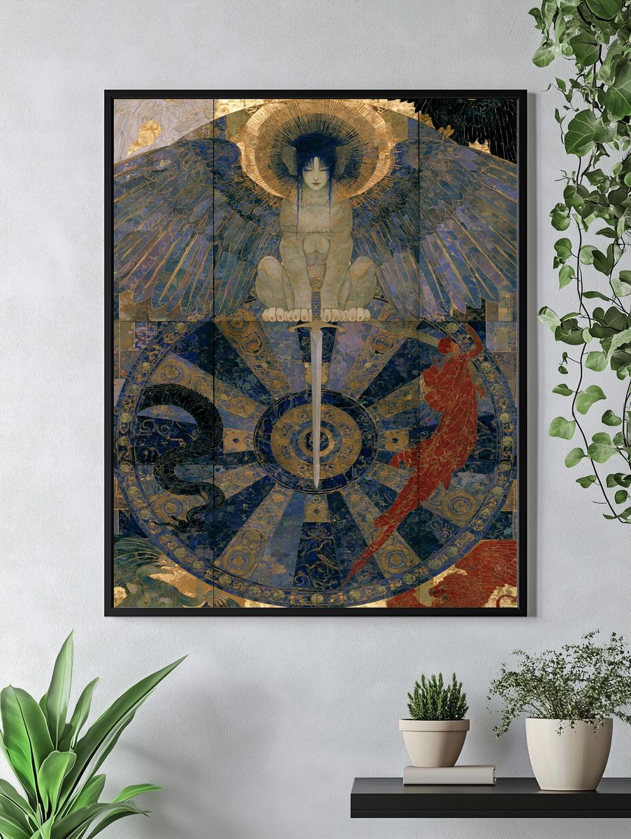 Celestial Angel Wheel Illustration Poster. — room view 4