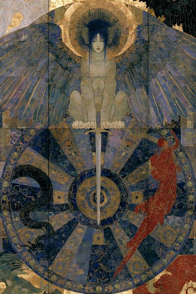 Celestial Angel Wheel Illustration Poster. poster