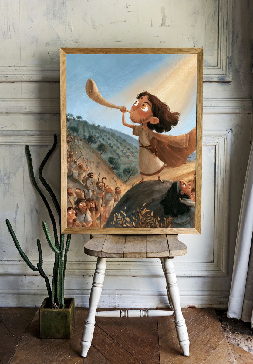 David and Goliath Illustration Poster. — room view 1