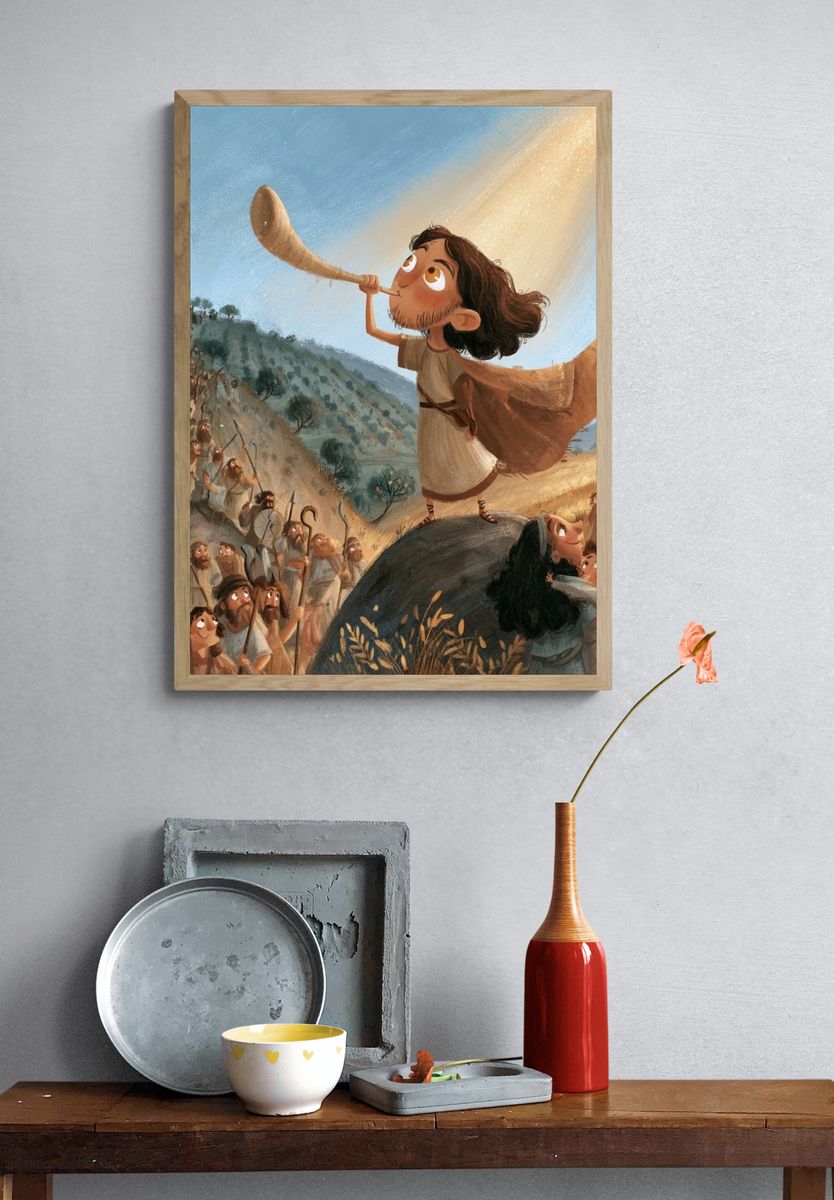 David and Goliath Illustration Poster. — room view 3
