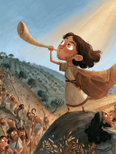 David and Goliath Illustration Poster. poster