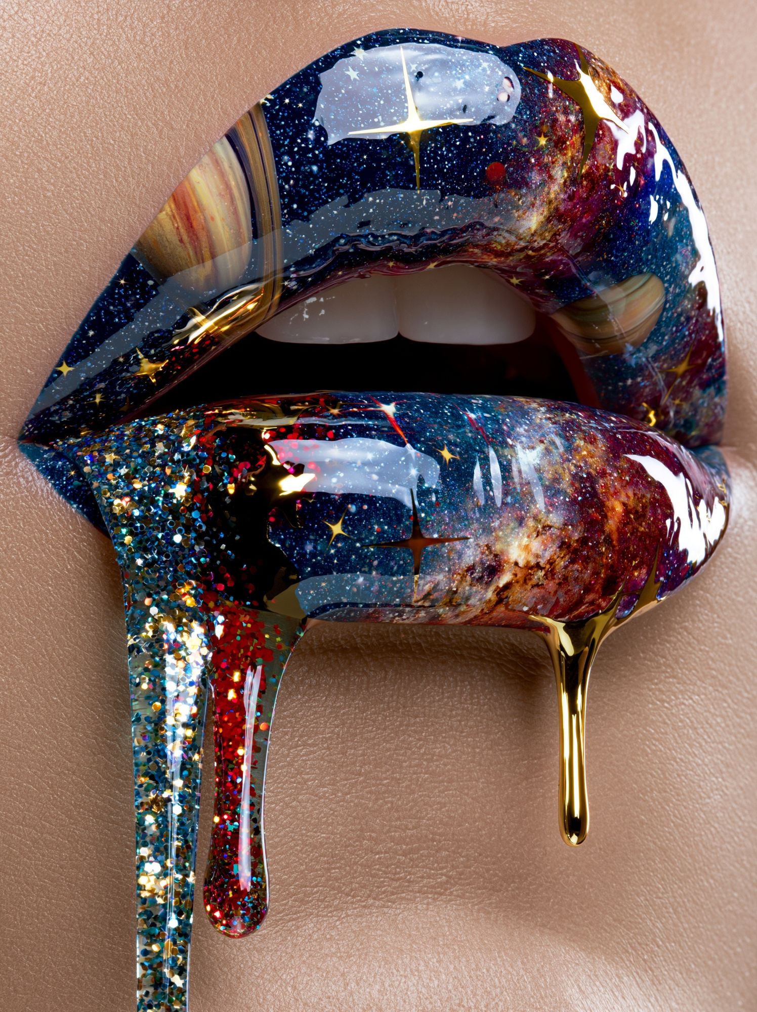 Galaxy Lips Abstract Print. poster — illustration art