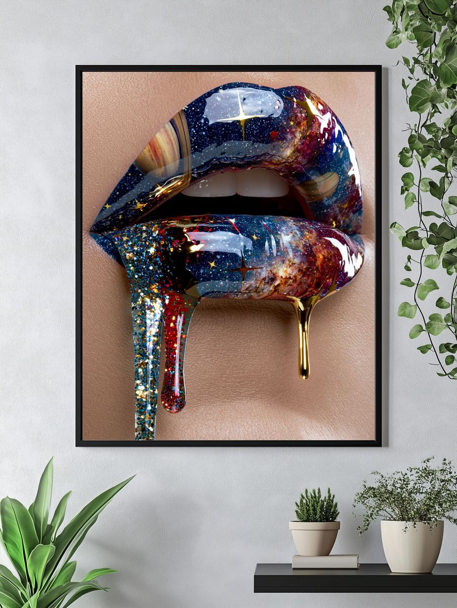 Galaxy Lips Abstract Print. — room view 4