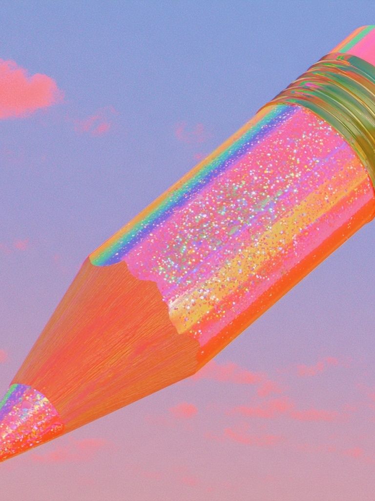 Rainbow Pencil Digital Art Print. poster — illustration art