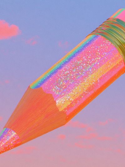 Rainbow Pencil Digital Art Print. poster