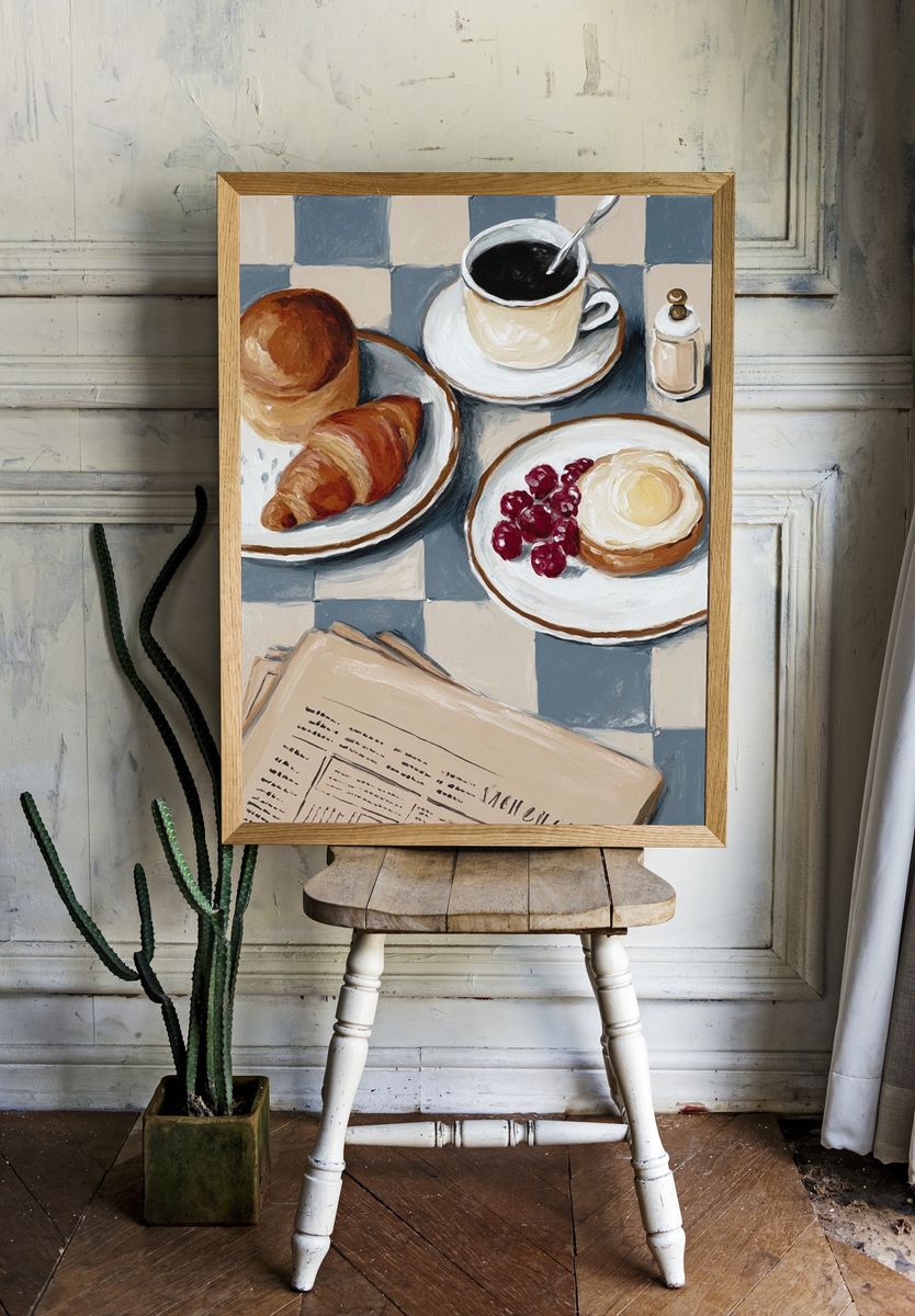 French Breakfast Table Illustration Poster. — room view 1