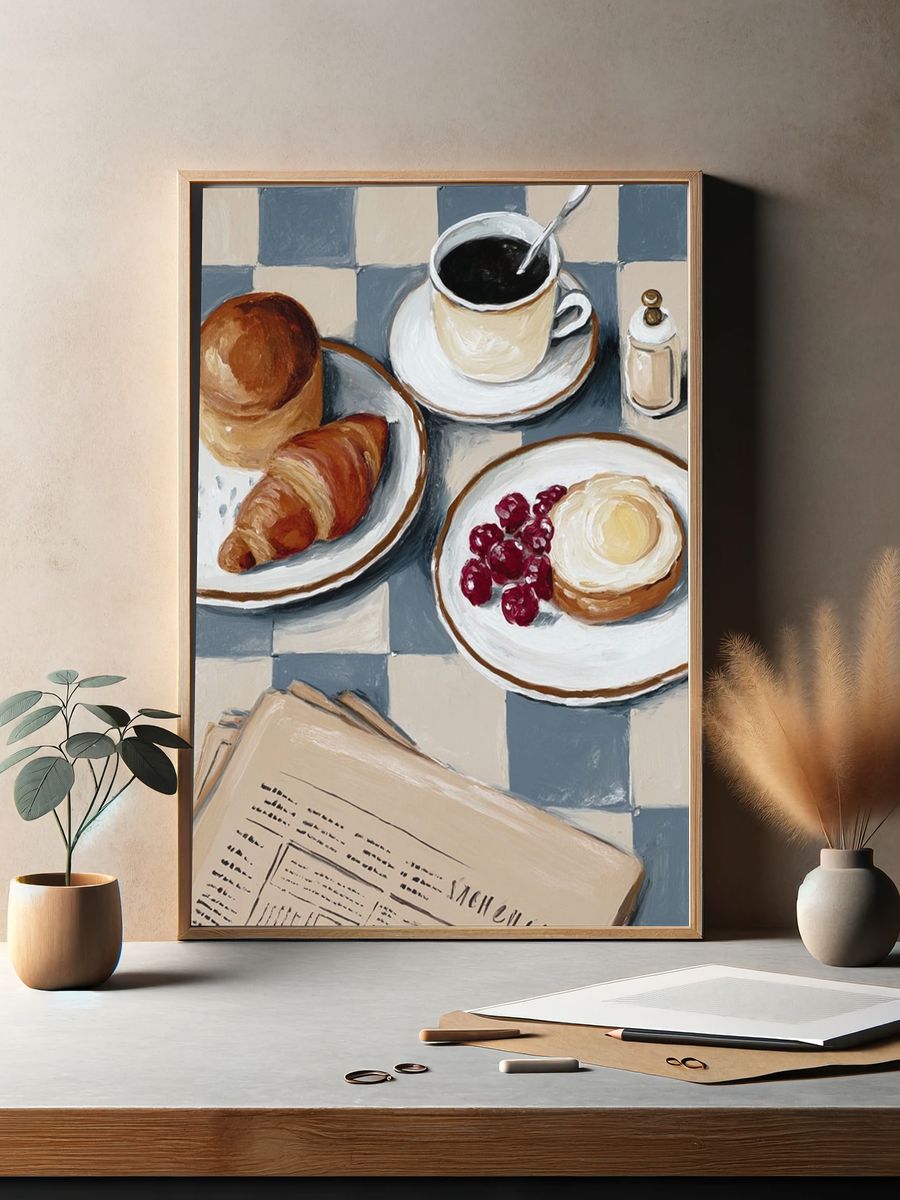 French Breakfast Table Illustration Poster. — room view 2