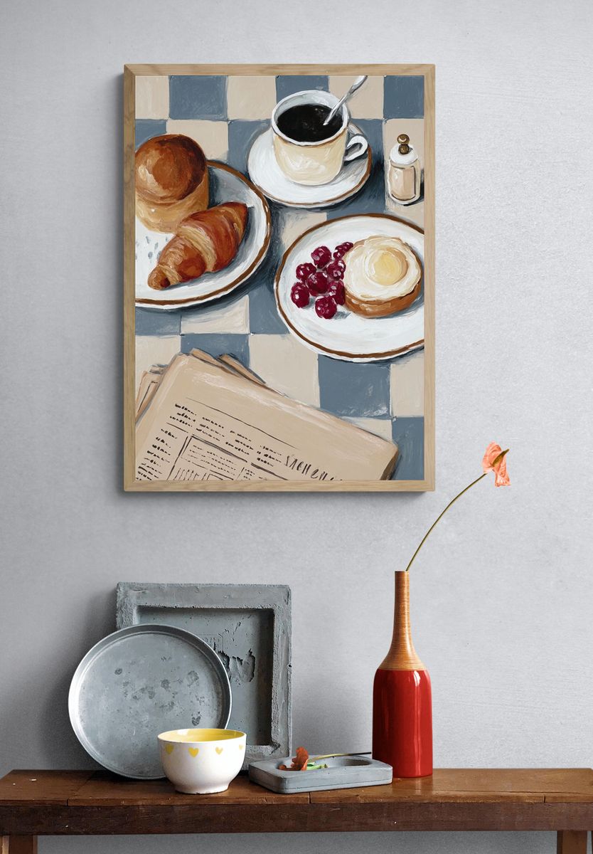 French Breakfast Table Illustration Poster. — room view 3